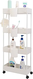 OVAKIA Slim Storage Trolley on Wheels, 4-Tier...,