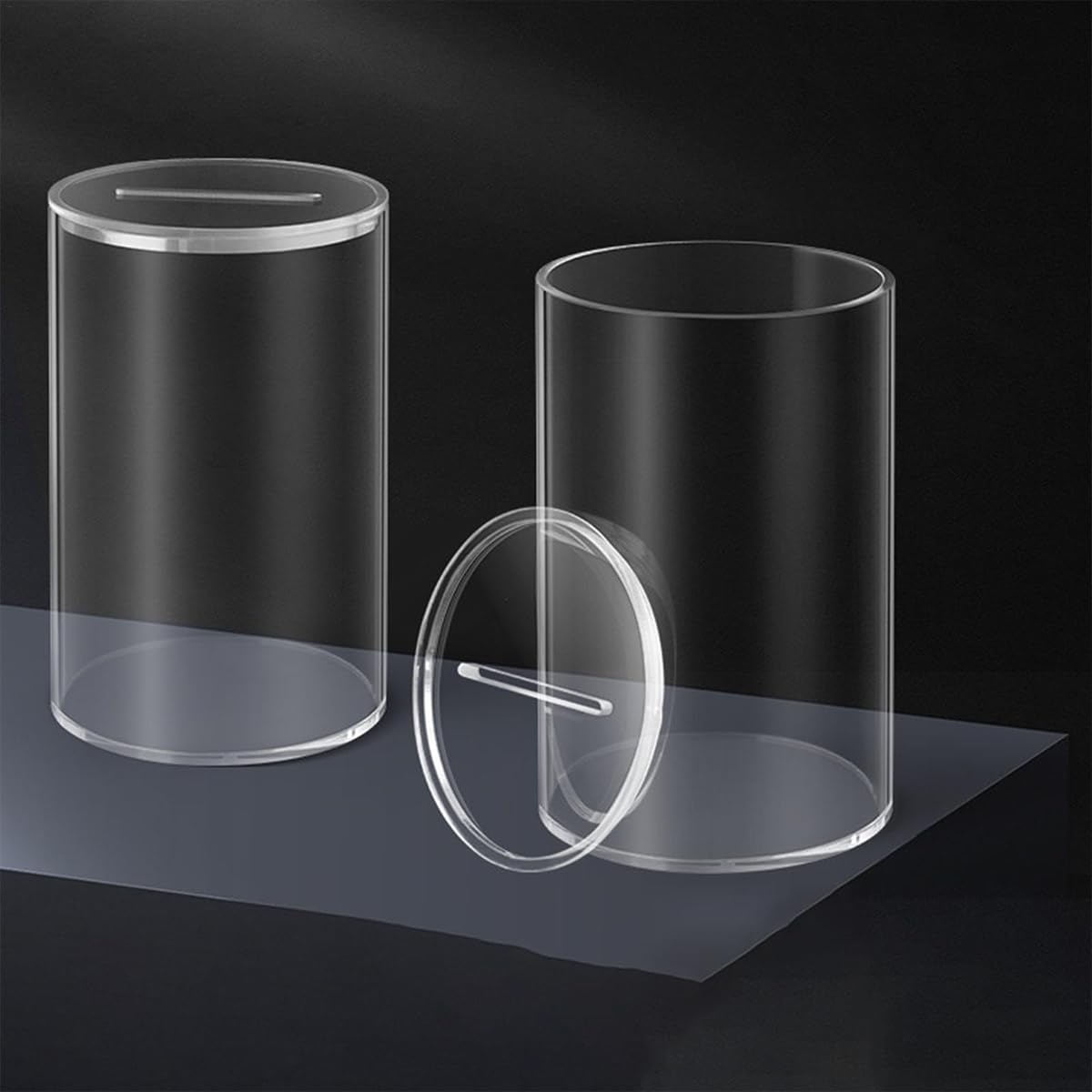 Amazon | 貯金箱 アクリル製貯金瓶 円筒形 透明 大容量 アクリル透明銀行ボックス マネーケースクリア コイン 紙幣 お金 誕生日 プレゼント  卓上レストラン 家の装飾 | 貯金箱 | おもちゃ