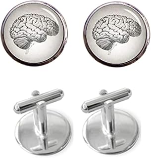 Death Devil Art Picture Cuff Links,Anatomical Brain Cufflinks, Vintage Anatomy Cuff Links, Human Brain Anatomy Body Cufflink, Custom Wedding Birthday Anniversary Graduation,Gift of Love