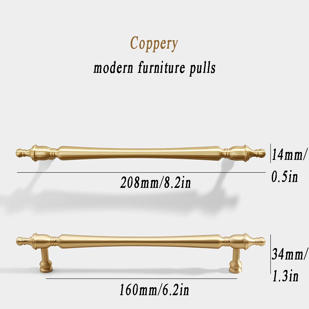 Manijas para gabinetes de Cocina, manijas Doradas para Puertas de Cocina, armarios, Muebles, armarios de baño con Tornillos, 208 mm/8,2 Pulgadas