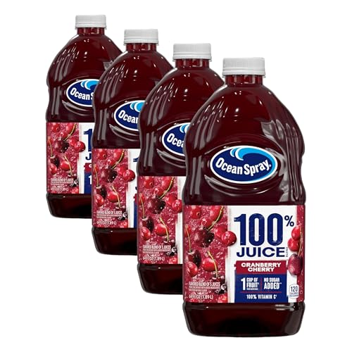 Image of Ocean Spray 100% Juice Cranberry Cherry Juice Blend, 64 Fl Oz Bottle (Pack of 4)