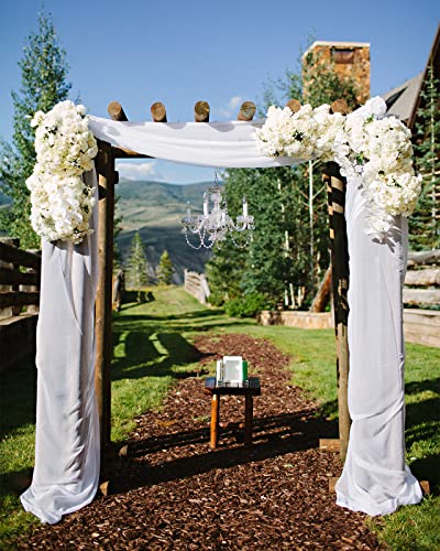 Luoluohouse Wedding Arch Drapes 6 Yards White Sheer Backdrop Curtain 2 Panel Chiffon Fabric Drapery For Arbor Wedding Archway Ceremony Party Ceiling Decor Backdrop #TOP3