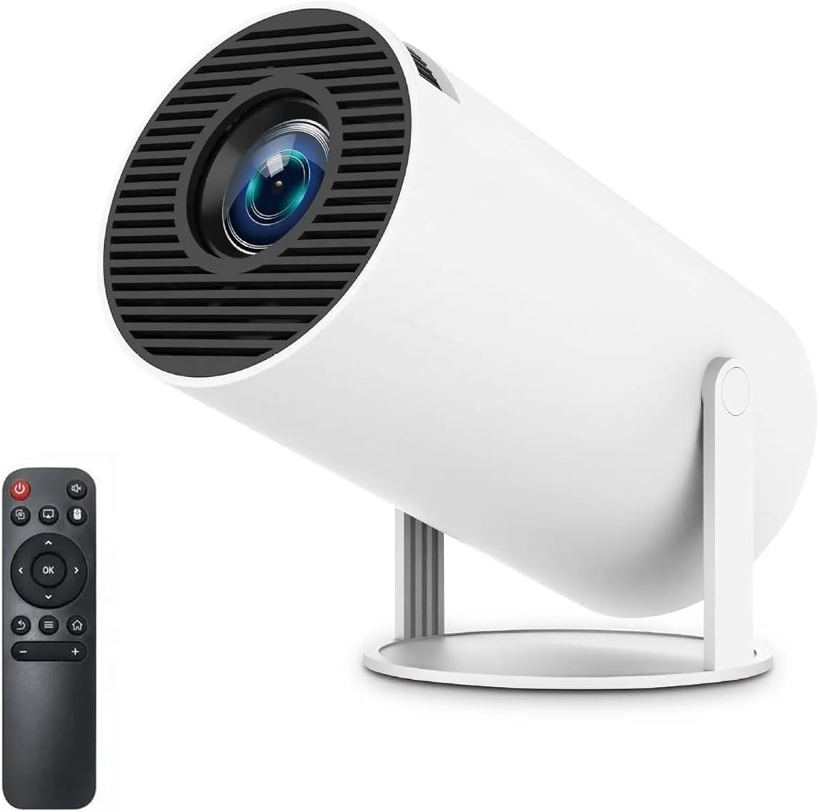 Smart LED Projector with 720p HD Resolution, Rotatable Design, Built-in Streaming Apps 2000 Lumens, Screen Mirroring, 3 Watts Speaker (White)