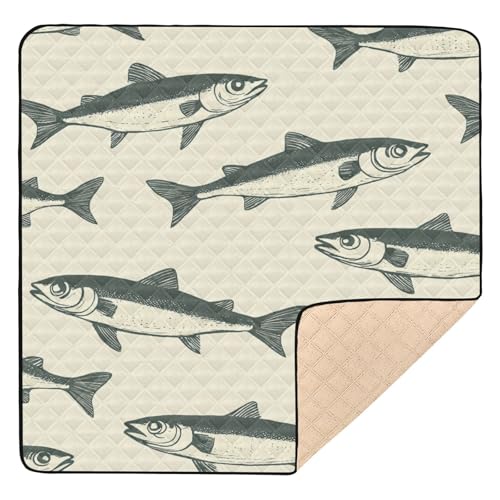 Kigai Cute Fish Baby Play Mat for Floor and Playpen 50x50 inch Non-Slip Baby Activity Playmat Waterproof Foldable Crawling Mat for Infants Toddlers