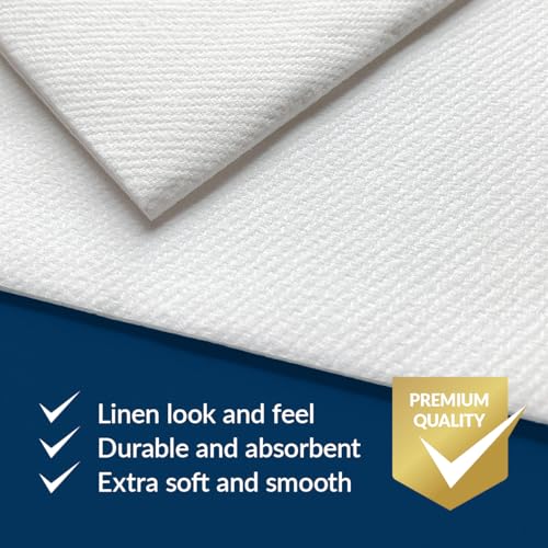 PAW - Christmas Linen Feel Napkins with Built-in Flatware Pocket, Absorbent Pre-Folded Dinner Napkins with Poinsettia, Guest Towels for Xmas Dinner, Wedding, Winter Holiday, Decorative Towel, 50 Count – Image 4