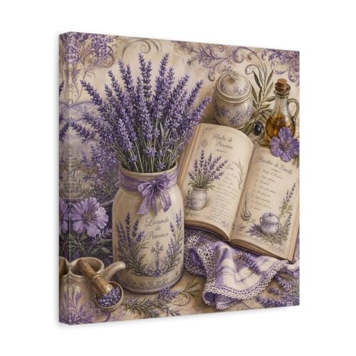 Tableau lavande pour cuisine et coin petit-déjeuner | Toile violette 35x35 cm