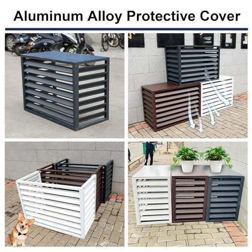 Zewnętrzna osłona ogrodzenia klimatyzatora - aluminiowa osłona pompy ciepła bariera dla zwierząt domowych i liści ochrona przed kradzieżą szara 110 cm - obudowa klimatyzatora zewnętrznego