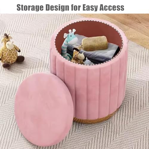 Pouf de rangement rond bleu pour ranger le salon et libérer l'espace - 5