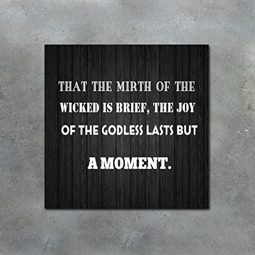 Wooden Wall Signs With Saying That The Mirth Of The Wicked Is Brief Wood Plaque Wall Hanging Sign Positive Word Quote Wood Sign For Home Cabin Front Door Outdoor Decoration 10"X10" #TOP4