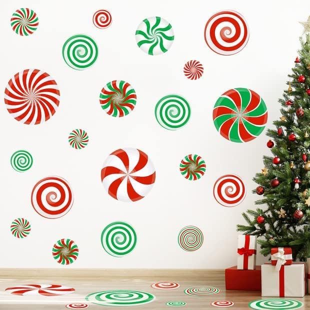 Décoration murale bonbons menthe poivrée en vinyle pour masquer les défauts