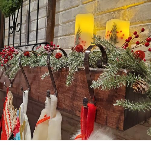Haute Decor Stocking Scrolls Stocking Hanger - 4 Pack (Oil-Rubbed Bronze) - Christmas Stocking Holders for Various Mantel Sizes Including Large