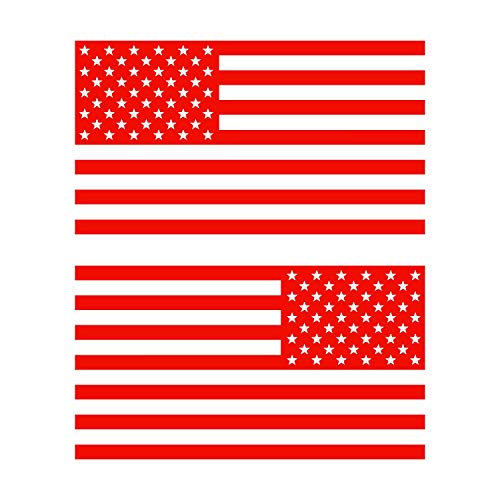 Image of American US Flag [Pick Color /Size] Vinyl Decal Sticker for Laptop /Car /Truck /Window /Bumper (5in Subdued Pair, Matte Red)