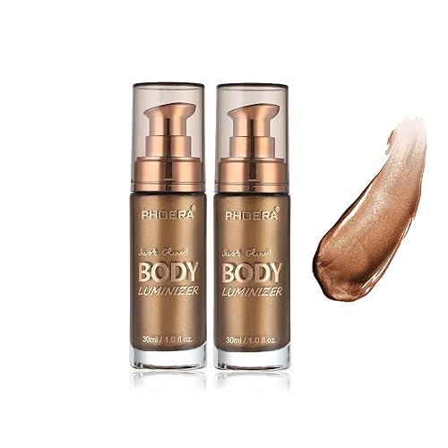 Miniatura 5 de Paquete de 2 luminizadores corporales, resaltadores corporales brillantes, maquillaje líquido brillante para la cara, crema brillante (104 hilos