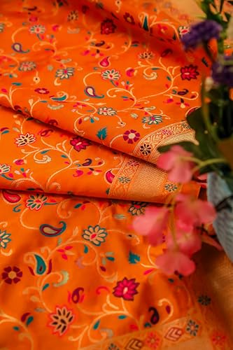 Image of DEVANGI Women's Woven Banarasi Silk Dupatta /Chunni For Women, Floral Print 1 Meter Wide and 2.3 Meter Length Printed Designer Dupatta /Chunni For Girls