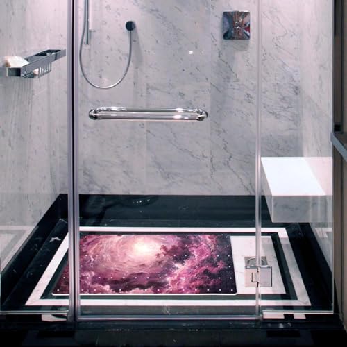Alfombrilla galaxia de PVC extra larga con ventosas para baño 7
