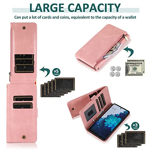 Housse en Cuir Galaxy S21 et S20 FE Coque Portefeuille de Luxe avec Fentes pour Cartes Marron