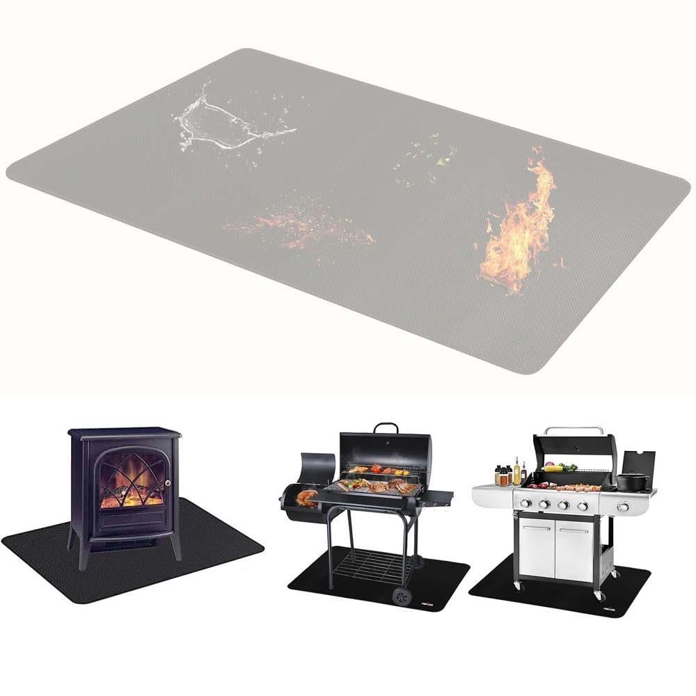 Tappeto protettivo Barbecue da Esterno, Pavimento, ignifugo, Resistente all'olio, calore Fino a 1000 °C, Impermeabile, Antiscivolo, per Barbecue, per barbecue, stufe, pavimenti, prati(120*193)