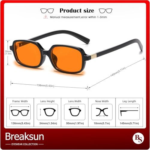 Image of Breaksun Retro Rectangle Glasses for Women Men Small Square Blue Light Blocking Glasses Vintage Eyeglasses