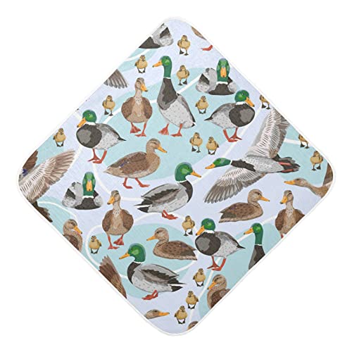 Pigsaly Cute Mallard Ducks Hooded Baby Towel Farmhouse Animals Baby Bath Towel Unisex Toddlers Hooded Towels Cotton Boy Washcloths Girl Shower Towel for Infant Newborn 30 x 30 in