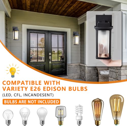 Image of JYZ Dusk to Dawn Outdoor Wall Sconce Lighting, Exterior Outdoor Wall Mount Lantern, Waterproof Anti-Rust Porch Light Fixture, Modern Contemporary Outside Lamp for House Front Door Garage Patio Deck