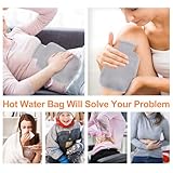 Votoko Wärmflaschengürtel, 1.2 L Wärmflasche aus Gummi mit Weichem Taillenbezug, 3 in 1 Wärmflasche Gürtel für Nacken Schulter Rücken Beine Taillenwärmung, Hot Water Bottle für Schmerzlinderung (Grau)