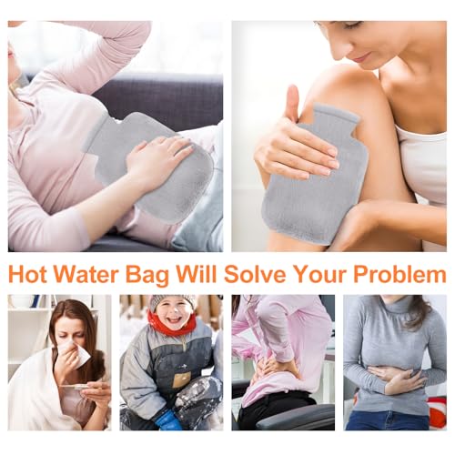 Votoko 3 en 1 Bouillotte Ceinture, Bouillottes Regles Douloureuses, 1.2L Bouillote avec Housse en Peluche Douce, Bouillotte eau Chaude, Bouillotte Peluche Ventre pour Chauffe Main épaule Dos(Gris) – vue 6