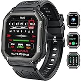 Smartwatch Herren Fitnessuhr Armbanduhr Uhren: Smart Watches mit Anrufannahme Zifferblatt Telefonfunktion Herzfrequenz Blutdruckmessung Schrittzähler Sportuhr Wasserdicht Uhr Kompatibel Android iOS