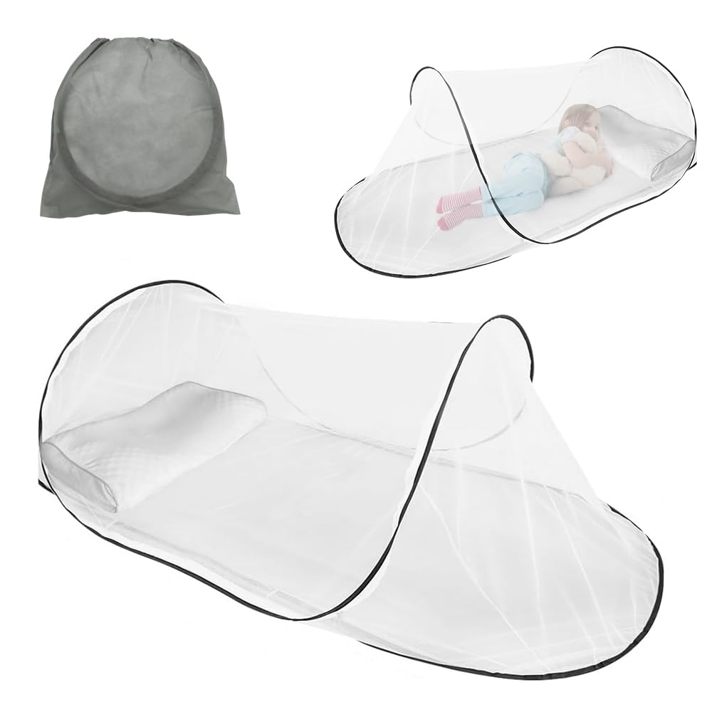 KQWVZ Foldable Mosquito Net, Pop Up Mosquito Nets, 200x80x56cm Travel Mosquito Net, Portable Single Person Large Space Encryption Mesh Mosquito Net, for Outdoor Travel Home Dorm, Easy Setup