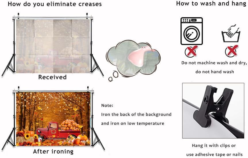 Miniatura 7 de Dudaacvt Telón de fondo de otoño de 7 x 5 pies con calabazas rojas de camión y calabazas para fiesta de Acción de Gracias, suministros de otoño,