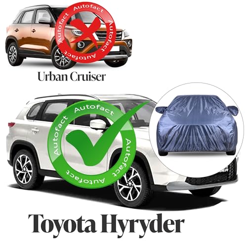 Image of Autofact Premium Car Cover for Hyryder | All Weather Water-Resistant Full Body Car Cover | Light-Weight Triple-Stitched Outdoor Shield with UV Protection, Dustproof & Heat-Resistant
