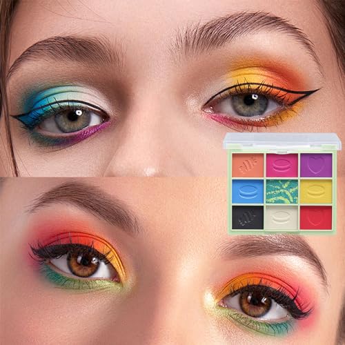 Eyeshadow Palettes, 9 Colour Matte Shimmering Eye Shadow Palette, Colorful Rainbow Eyeshadow Make-Up Palette for Women Highly Pigmented Long Lasting Eye Shadow, Gift for Women - Image 7
