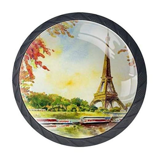 Paris europeisk stad Frankrike Eiffeltornet Seine flodutsikt i höst dörr låda draghandtag möbeldekoration för köksskåp toalettbord