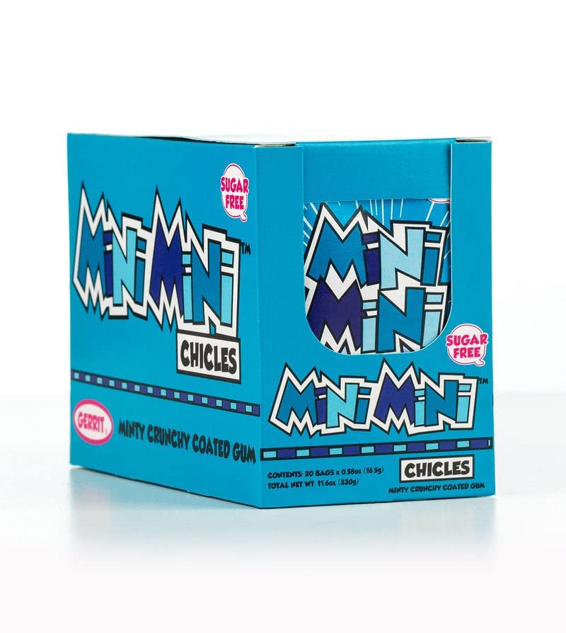 Gerrit’s Mini Mini Chicles, Sugar Free Mint Gum, 0.58 Ounce Pouches - 20 Count Display Box