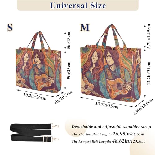 Shoulder Handbags for Women Hippie Lovers Print, Corduroy Tote Bag Large Capacity Small Size3