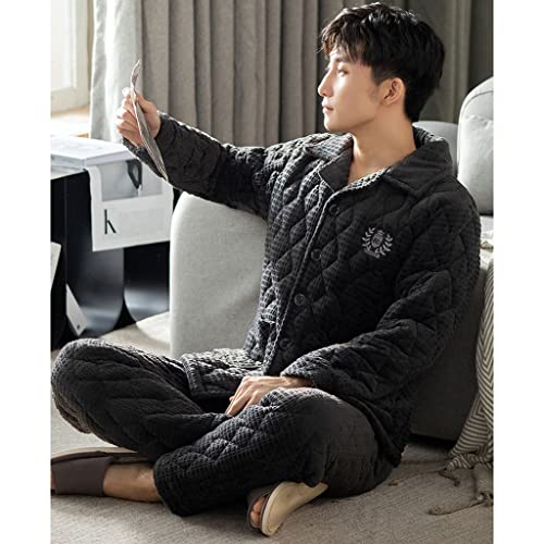 Mens Cotton Pajamas Set, Long Sleeve Button Down Sleepwear, Warm Loungewear With Pocket(Size:xl,Color:style 4) #TOP1