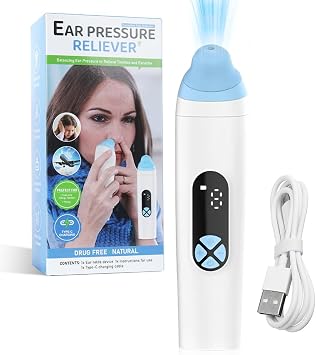 Ear Pressure Relief Device, Eustachian Tube Unblocker, Rechargable Ear Popper Ear Relief Device, 3 Speed Adjust for Flying, Swimming, Diving, Elevator, Tinnitus