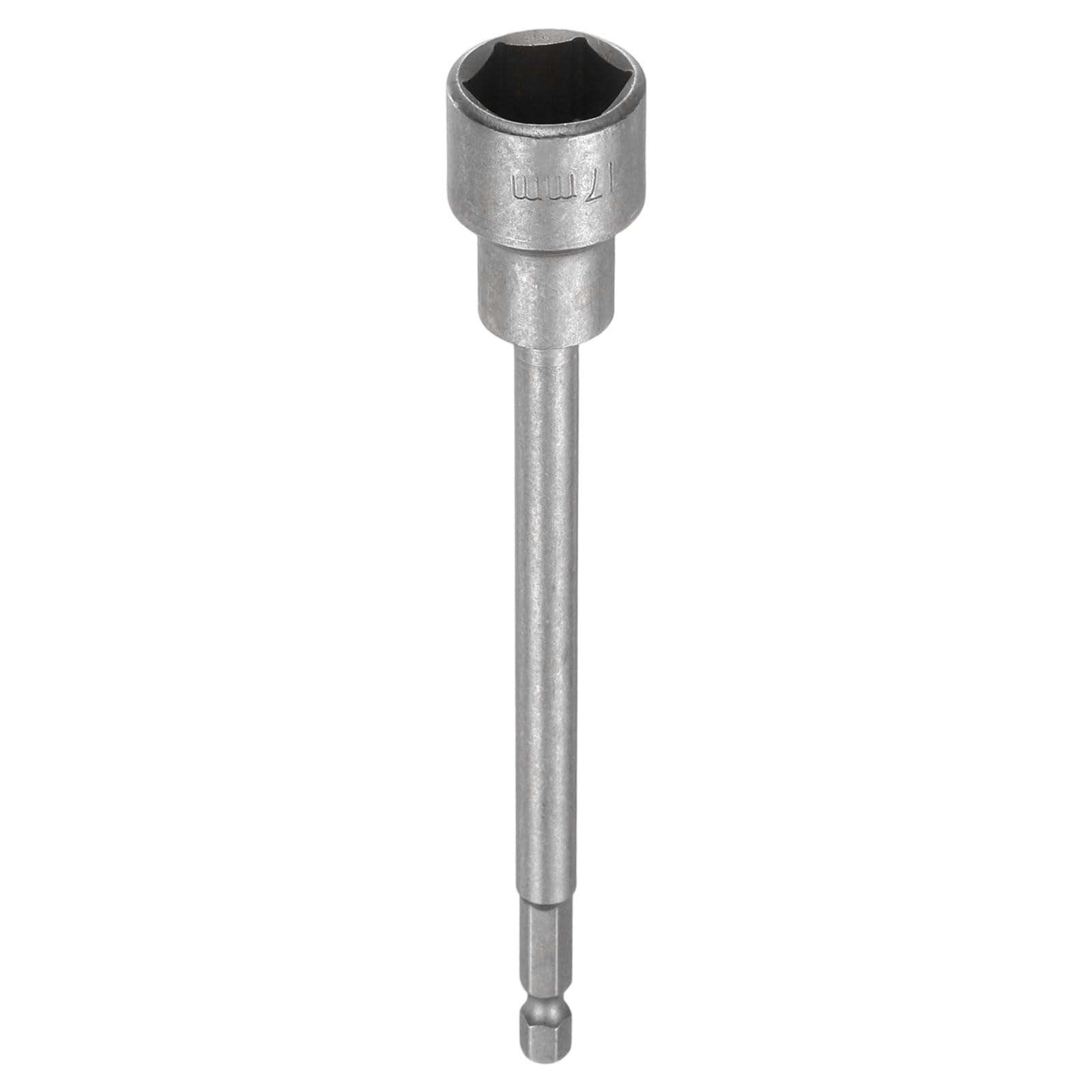 sourcing map Nut Driver Drill Bit 17mm Metric Impact Socket 1/4" Hex Shank 6" (150mm) Extra Long Magnetic 6-Point Sockets Quick-Change CR-V Steel Bolt Setter for Power Drill Drivers — image 1