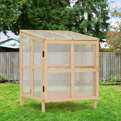 Foldable Greenhouse Kit with Wooden Frame and Shelves