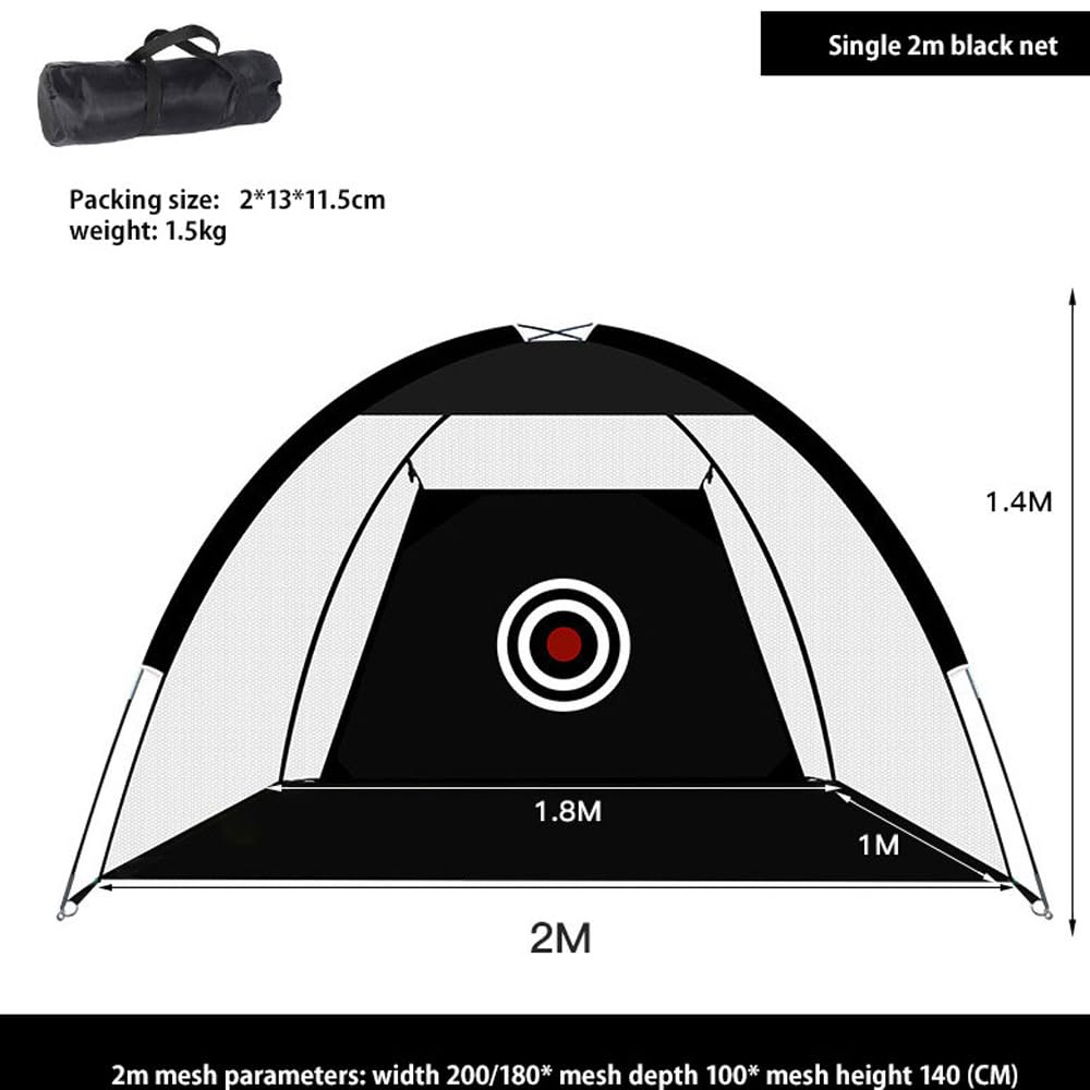 Red de Práctica de Golf Red de práctica de Golf Plegable, Jaula para Golpear Golf, Carpa de prácticas para pastizales de jardín, 2M Red de Golf(Black)