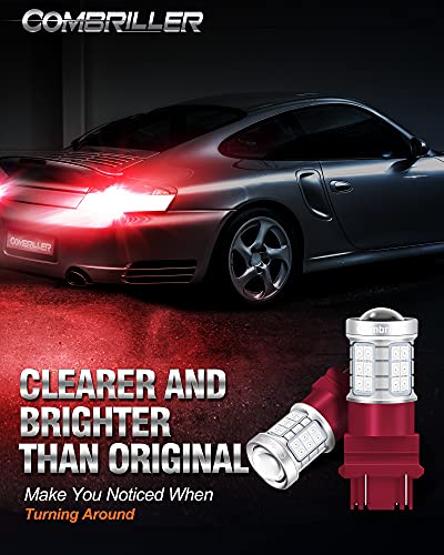 Combriller 3157 Led Bulb Red, 3056 3156 3057 4157 Led Bulb With Projector Replacement For Led Reverse Lights Turn Signal Bulb Brake Light Bulb Tail Light Bulb Parking Light Bulb, Pack Of 2 #TOP3
