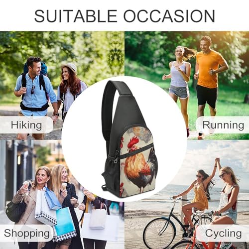Morrales de senderismo sling bag con pintura Animal Chicken miniatura 6
