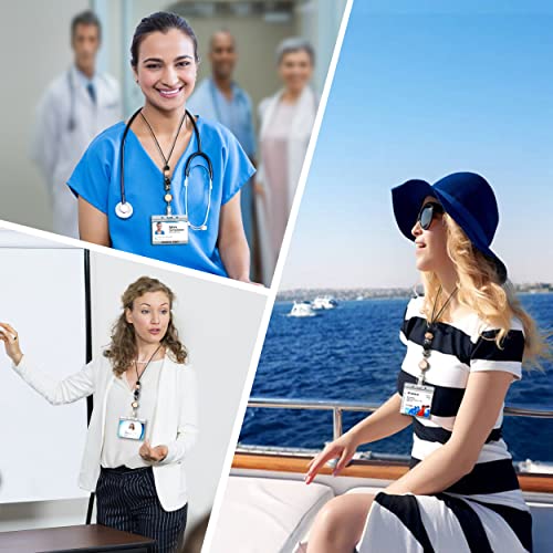 Retractable Lanyard With Badge Holders, Kaptron Cute Teacher Lanyard For Id Badges And Keys, Silicone Beaded Retractable Cruise Lanyard For Women, Nurses, Office, School With 2 Waterproof Card Holders #TOP6