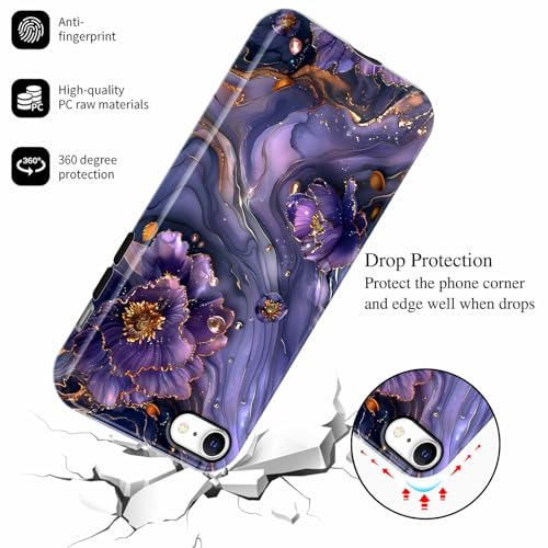 Coque antichoc iPhone SE marbre violet double couche - 5