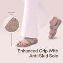 FAUSTO FST FKAWC-19016 GREY-38 Women Toe Ring Crystal Strap Slip-On Ethnic Party Dress Sandals | Low Heel Wedge Slip On Ortho Slippers | Perfect for Wedding, Indian Festivals, Traditionals (5 UK) gallery image
