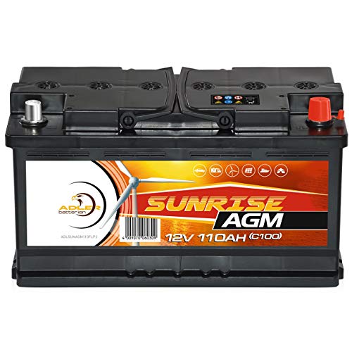 Solarbatterie AGM 12V 110Ah SUNRISE Versorgungsbatterie Wohnmobil Batterie 100Ah