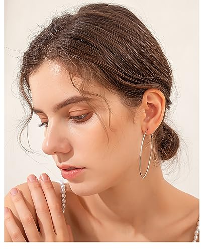 Gold Hoop Earrings Set for Women Trendy Multipack,Hypoallergenic Big Medium and Small Chunky Pearl Twisted Hoop Earrings Pack Jewelry for Gift4