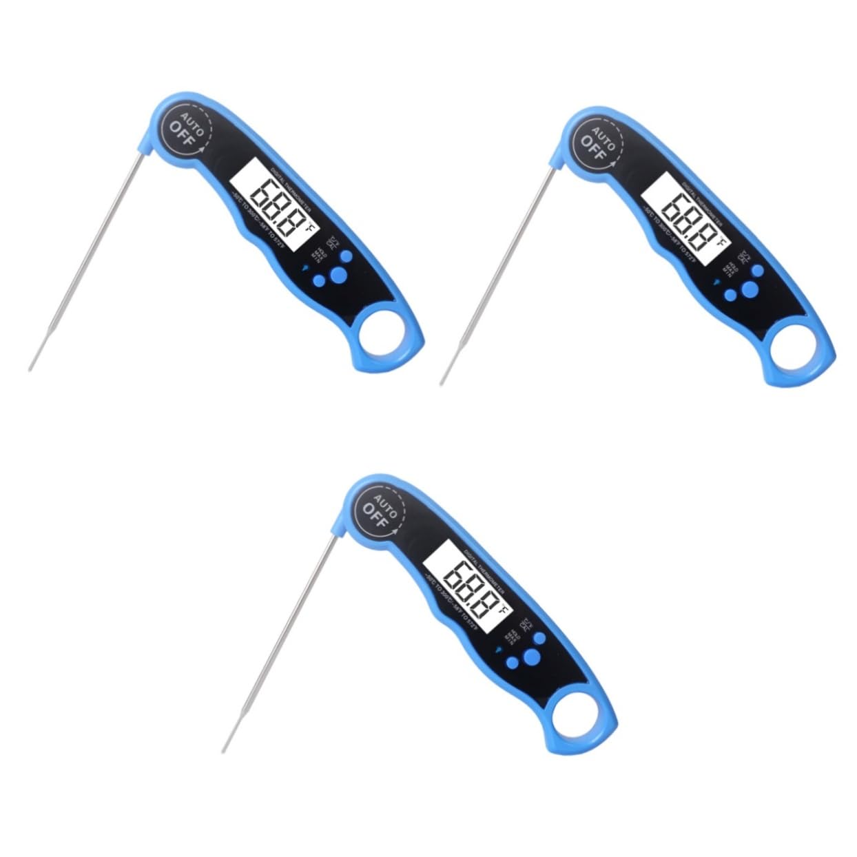 MAGICLULU 3piezas Termómetro Digital Instantáneo Para Cocina Con Retroiluminación y Calibración Azul Para Medición Rápida De Carnes y Alimentos