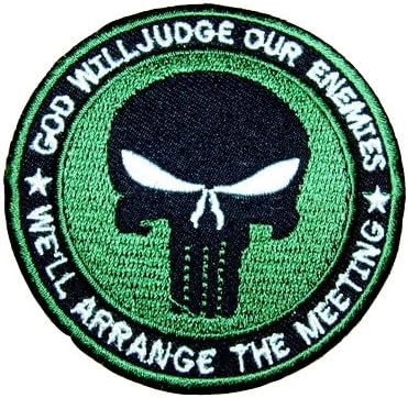 Green Punisher Skull Seal Navy Paintball Sniper Paintball Guns Embroidered Iron on Patch
