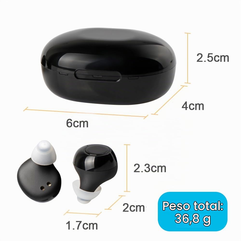 Amplificador De Sonido - JINGHAO Recargable de Amplificadores de Sonido Invisible Con Caja De Carga Portátil, Juego de 2