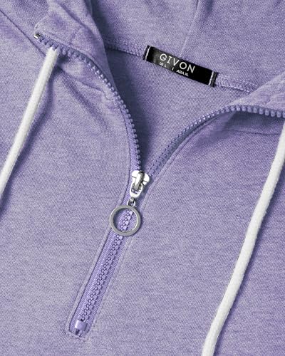 Image of GIVON Womens Casual Zip Up Hoodie Cotton Blend Soft Fabric Basic Layering Hooded Jacket with Kangaroo Pocket